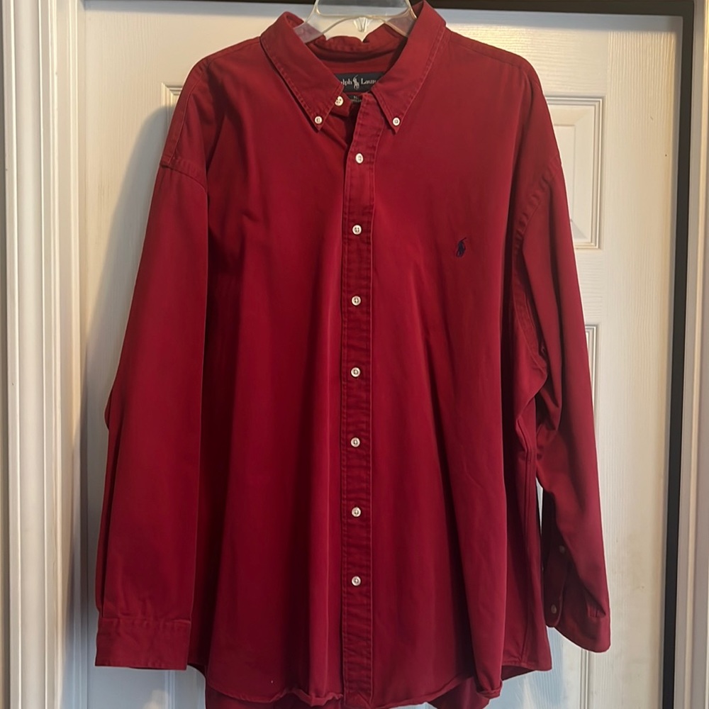 Men's Ralph Lauren Blake Red Button Up Long Sleeve Shirt